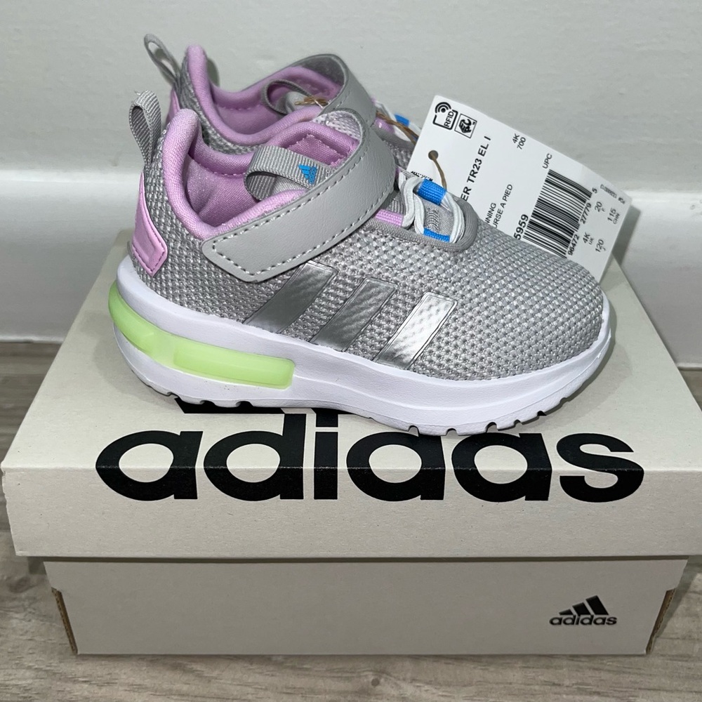 Adidas Kids' Gray and Pink Sneakers